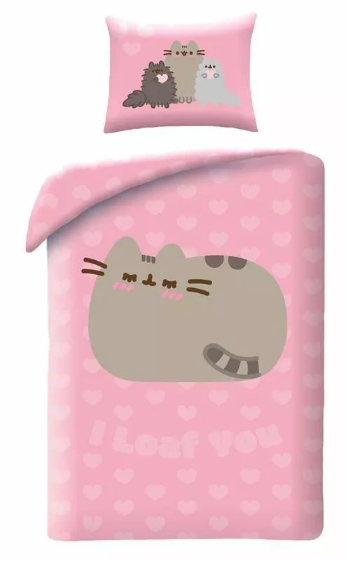 Постільна білизна Halantex Pusheen 140x200 рожевого кольору з наволочкою 70x90