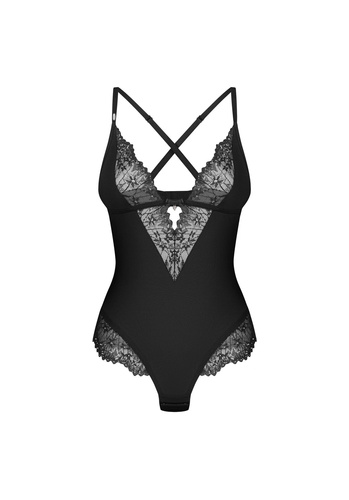 Body Obsessive Sparkly Night Teddy чорне мереживне без кісточок з мікрофібри