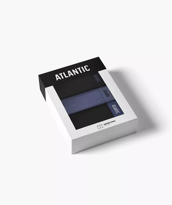 Чоловічі боксерки Atlantic 3MH-0177 A3 3-pack чорний-денім, бавовняні, з довгою штаниною