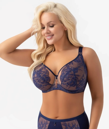 Gorsenia G024 Desire бюстгальтер soft темно-синій для великого бюста з кісточками
