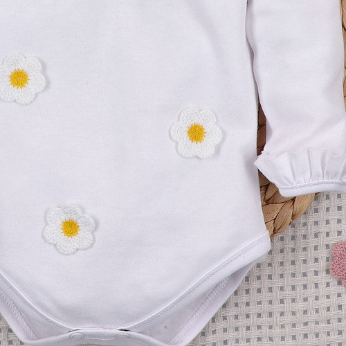 NINI LITTLE FLOWERS біле боді для немовлят з органічної бавовни з вишивкою ABN-5761/BIA