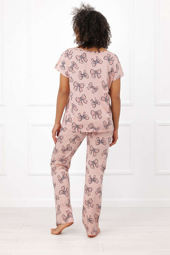 Italian Fashion Silano жіноча піжама 100% бавовна, довгі штани, бантики