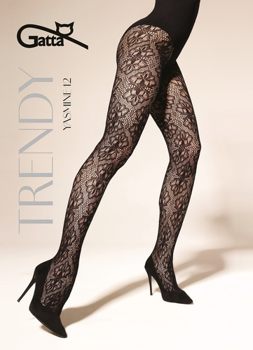 Колготки Gatta Trendy Yasmine wz.12 – сітчасті, з квітковим візерунком, м’які