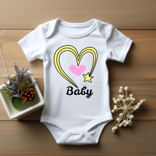 Дитяче боді з коротким рукавом SKU A005 "Baby z sercem dla dziewczynki", - білий