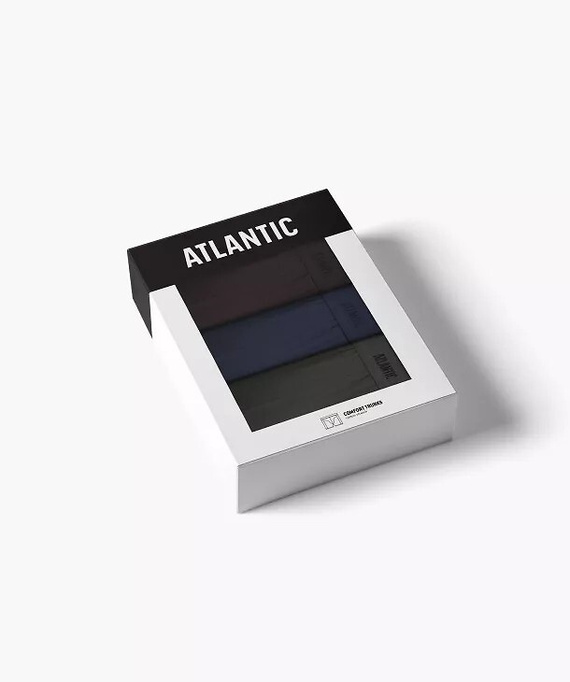 Чоловічі боксерки Atlantic 3MH-0177 A3 3-pack коричневий-індиго-хакі, бавовняні, з довгою штаниною