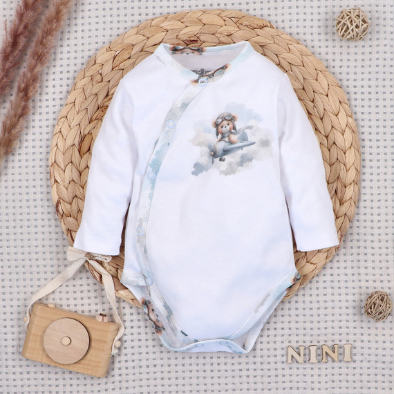 NINI ABN-5742/BIA Органічне боді на запах Baby Bear Pilot біле
