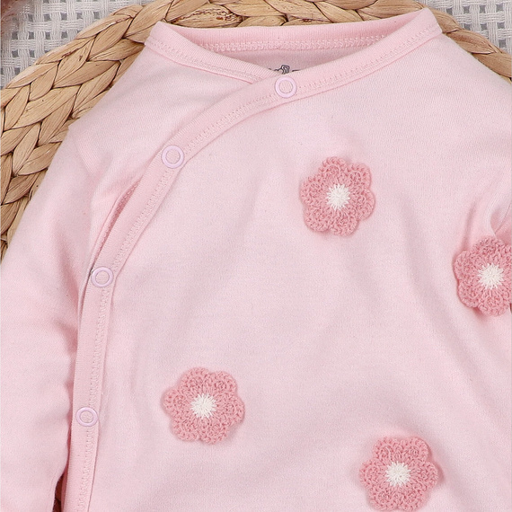 NINI LITTLE FLOWERS світло-рожевий комбінезон з вишивкою, 100% органічна бавовна ABN-5755/JRO