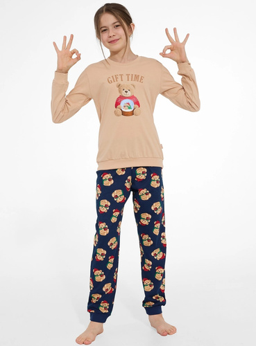 Cornette Gift Time Christmas 594/204 592/204 Бежева дитяча піжама 100% бавовна