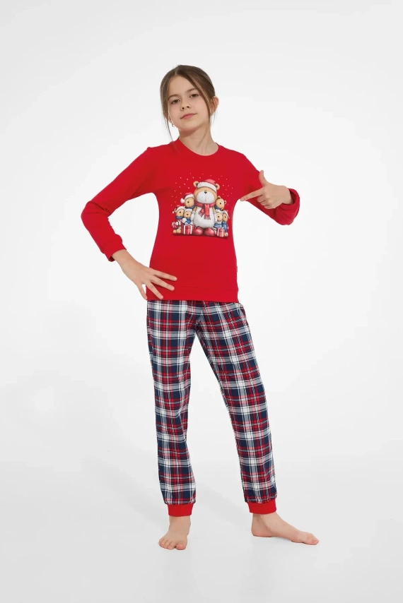 Cornette 594/205 592/205 Family Christmas Дитяча бавовняна піжама для дівчинки червона