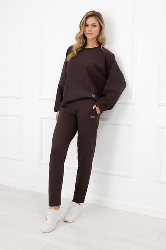 Жіноча кофта Italian Fashion Manta oversize з довгим рукавом та ґудзиками basic, коричнева