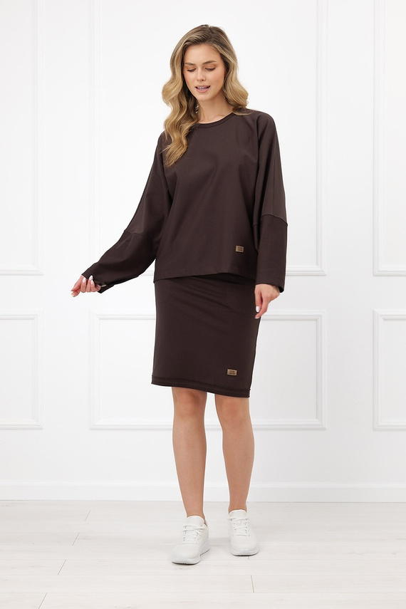 Жіноча кофта Italian Fashion Manta oversize з довгим рукавом та ґудзиками basic, коричнева