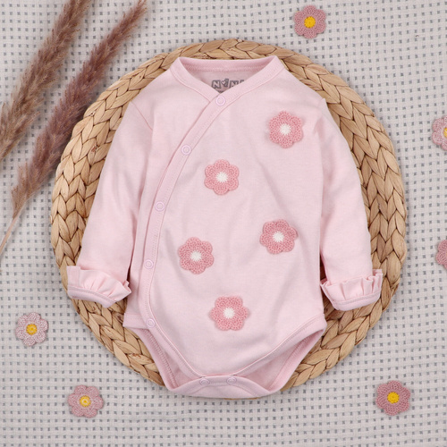 Боді на запах NINI Little Flowers 100% органічна бавовна, світло-рожевий ABN-5754/JRO