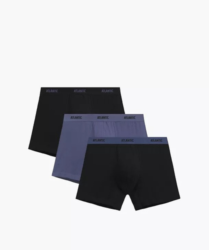 Чоловічі боксерки Atlantic 3MH-0177 A3 3-pack чорний-денім, бавовняні, з довгою штаниною
