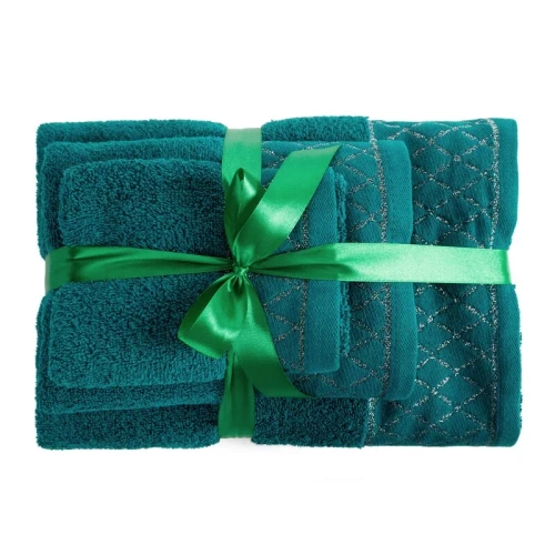 Комплект рушників Eurofirany 3 шт м’які та поглинаючі рушники Layla dark turquoise
