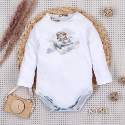 NINI ABN-5745/BIA боді для немовлят 100% бамбук Baby Bear Pilot з кнопками