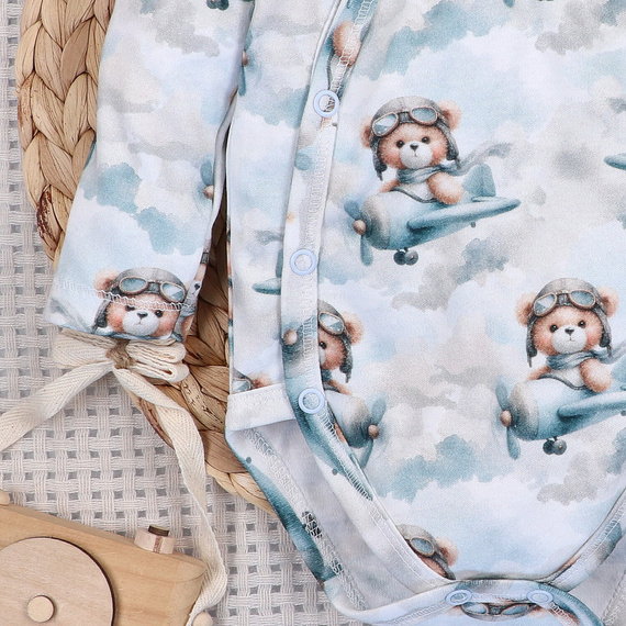 NINI ABN-5741/PIL Органічне боді на запах Baby Bear Pilot з ведмедиком