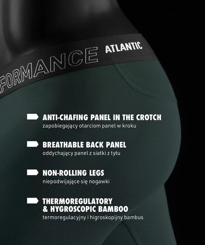 Чоловічі боксерки Atlantic Bamboo 2MH-1209 зелено-графітові Performance – 2 шт., бамбукові