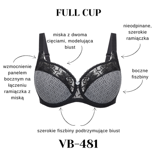 Бюстгальтер Semi Soft VB-355 Vena K15 великий розмір з вишивкою Ricamificio, nude